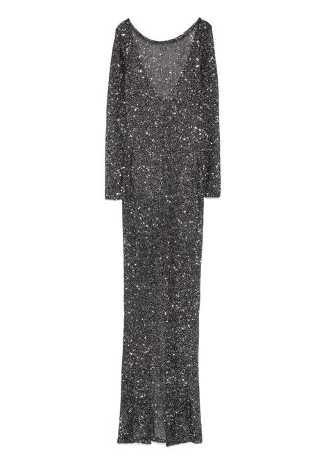 Black and silver sequinned knitted maxi dress Alessandra rich - women